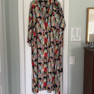 Multicolor Printed Women's Caftan with zipper at neck line. Size XL